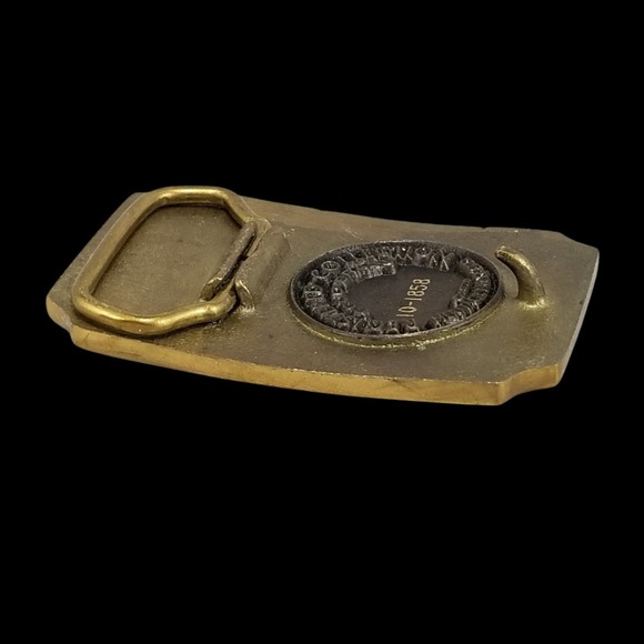 Vintage 1979 Kansas Solid Brass Belt Buckle Heritage Mint Ltd Oil Wheat 10-1858 - Picture 8 of 10